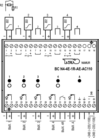 Габариты BC N4-4E-1R-AE-AC110-C